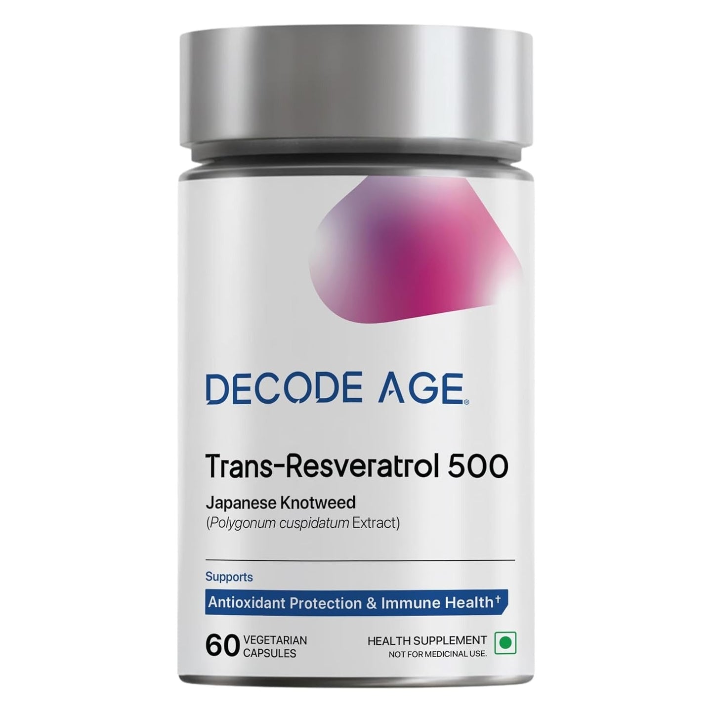 Decode Age 99.5% Pure Trans Resveratrol 500mg Capsules - 60 Caps