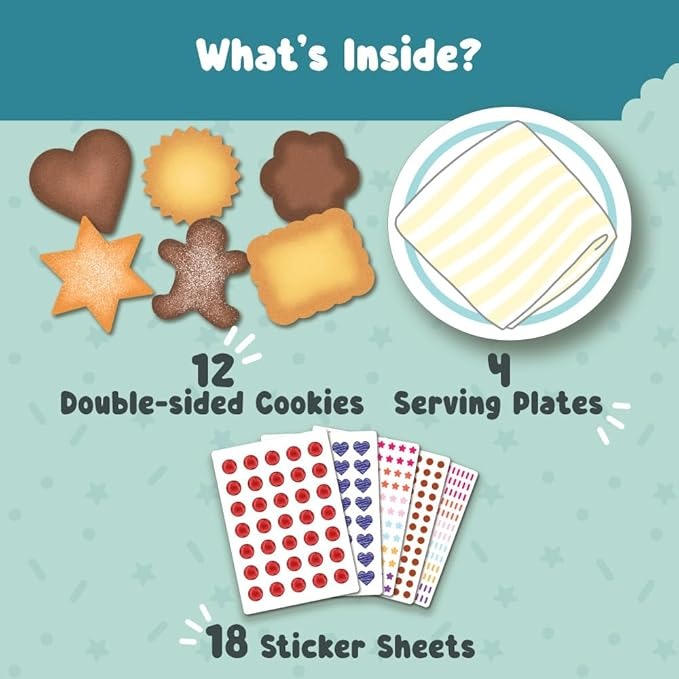 Binca Stickies Cookie Cafe, Sticker Art Activity Kit - 2000+ Stickers, Mess-Free Pretend Play, DIY Sticker Art for Toddlers, Kids Travel Activities, Craft Kits & Gifts for Boys & Girls Ages 4,5,6,7