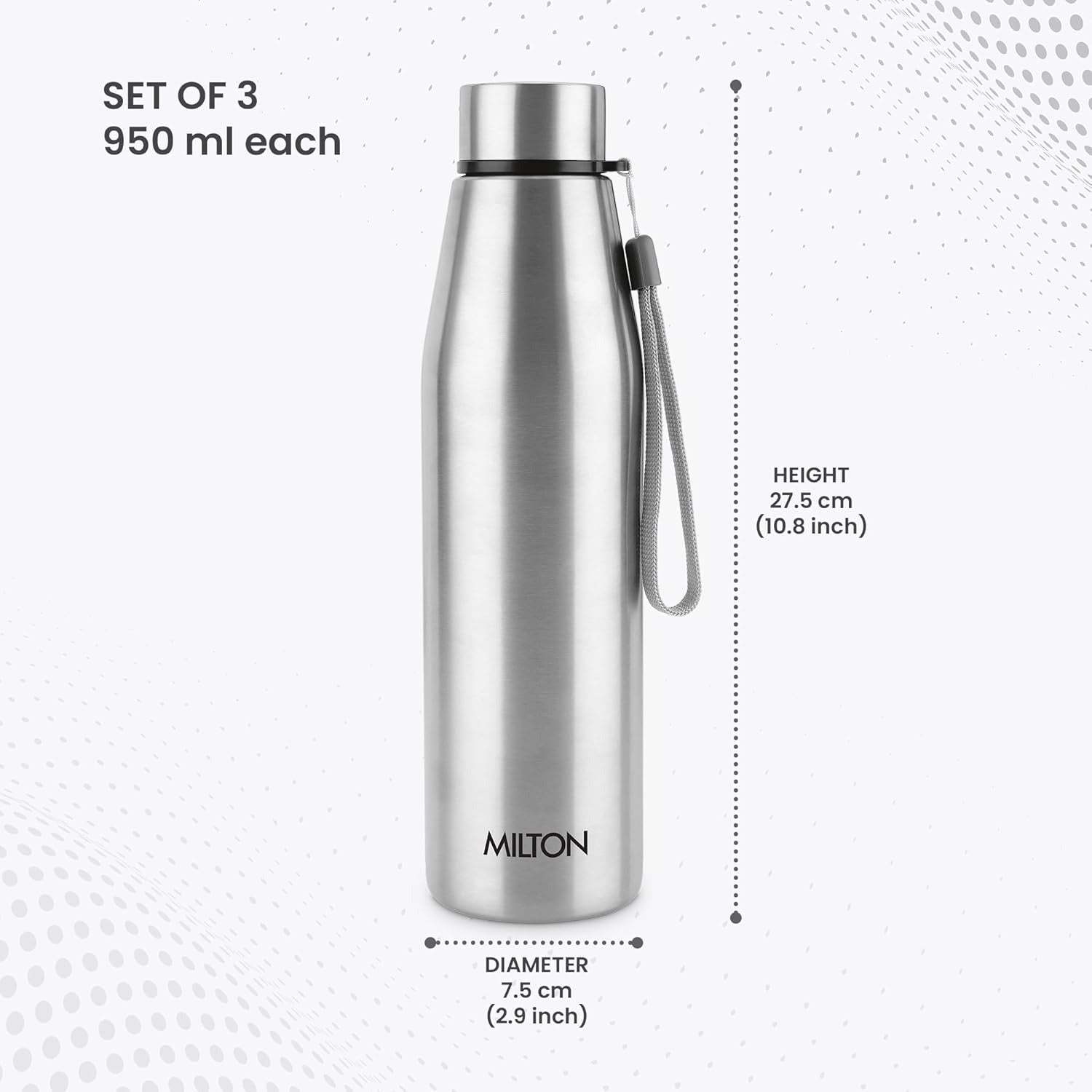 Milton Drift Stainless Steel Bottle Pack of 3