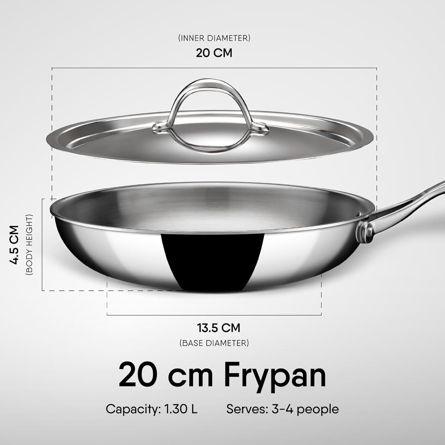 Stahl Artisan Fry Pan 20cm Triply Stainless Steel