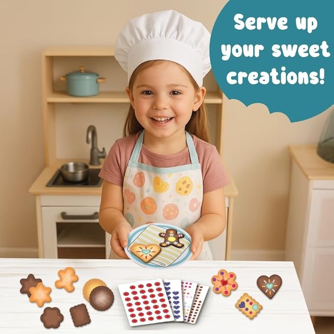 Binca Stickies Cookie Cafe, Sticker Art Activity Kit - 2000+ Stickers, Mess-Free Pretend Play, DIY Sticker Art for Toddlers, Kids Travel Activities, Craft Kits & Gifts for Boys & Girls Ages 4,5,6,7