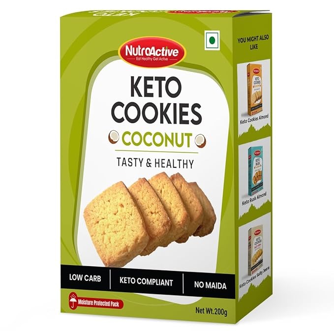 Diabexy NutroActive Keto Coconut Cookies, Gluten Free - 200 gms