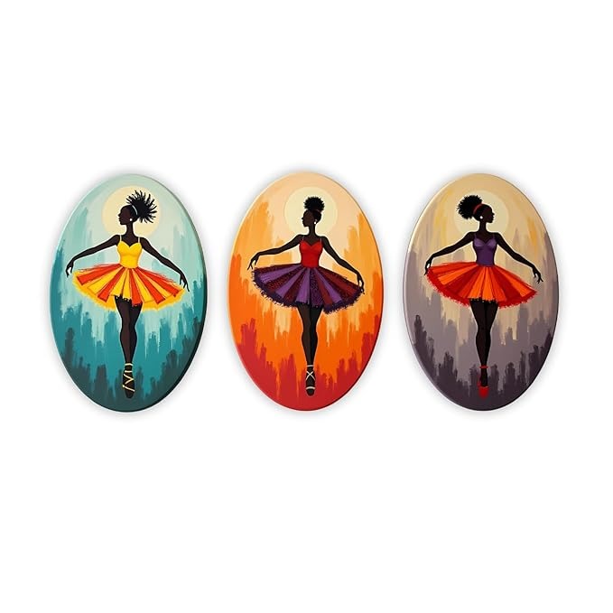 GiftOday Abstract Art Dancers Wood Wall Hanging Decoration Items Set of 3 Abstract Art