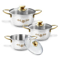 Wonderchef Gold Stanton Stainless Steel Casserole Set 3 Pcs