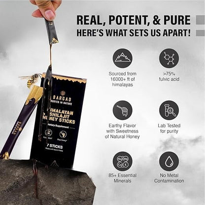 Bargad Pure Himalayan Shilajit Honey Sticks - 7 Sticks