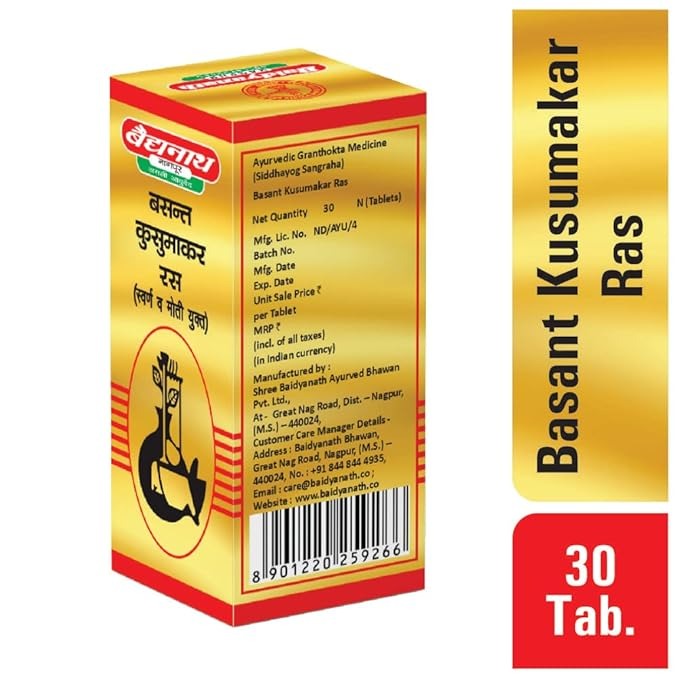 Baidyanath Basant Kusumakar Ras Gold and Pearl  - 30 Tabs