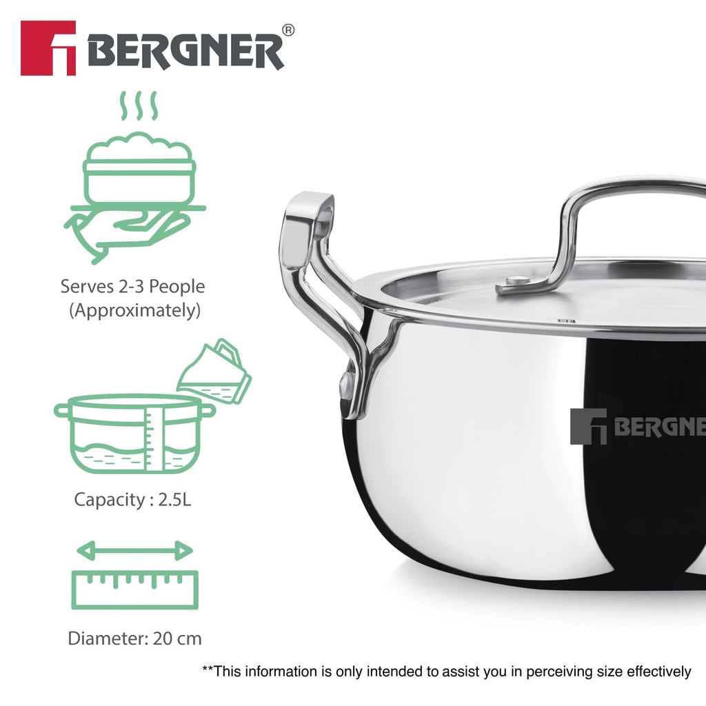 Bergner Tripro 20cm Tri-Ply Casserole (BGIN-661)