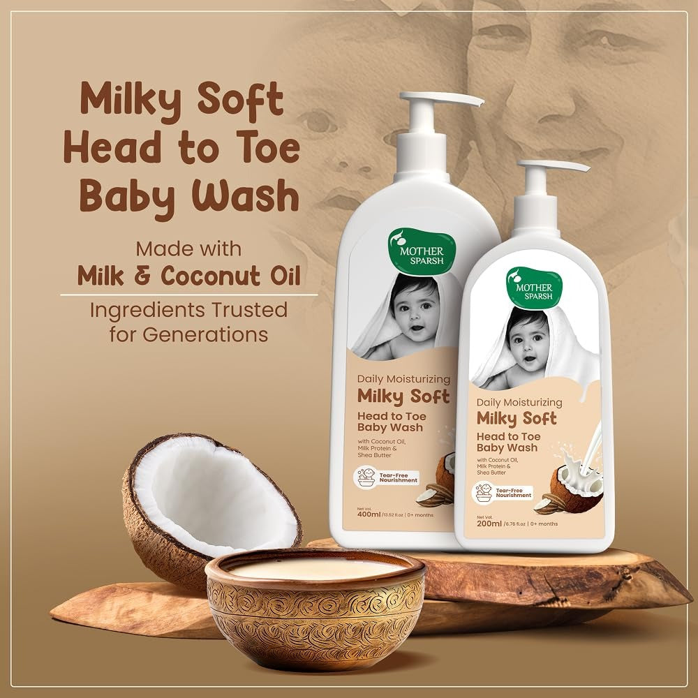 Mother Sparsh Milky Soft Head to Toe Baby Wash - 200 ml