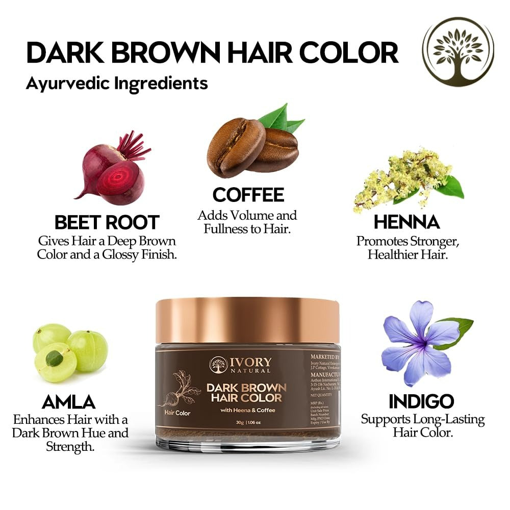 Ivory Natural Dark Brown Hair Color - 30 gms