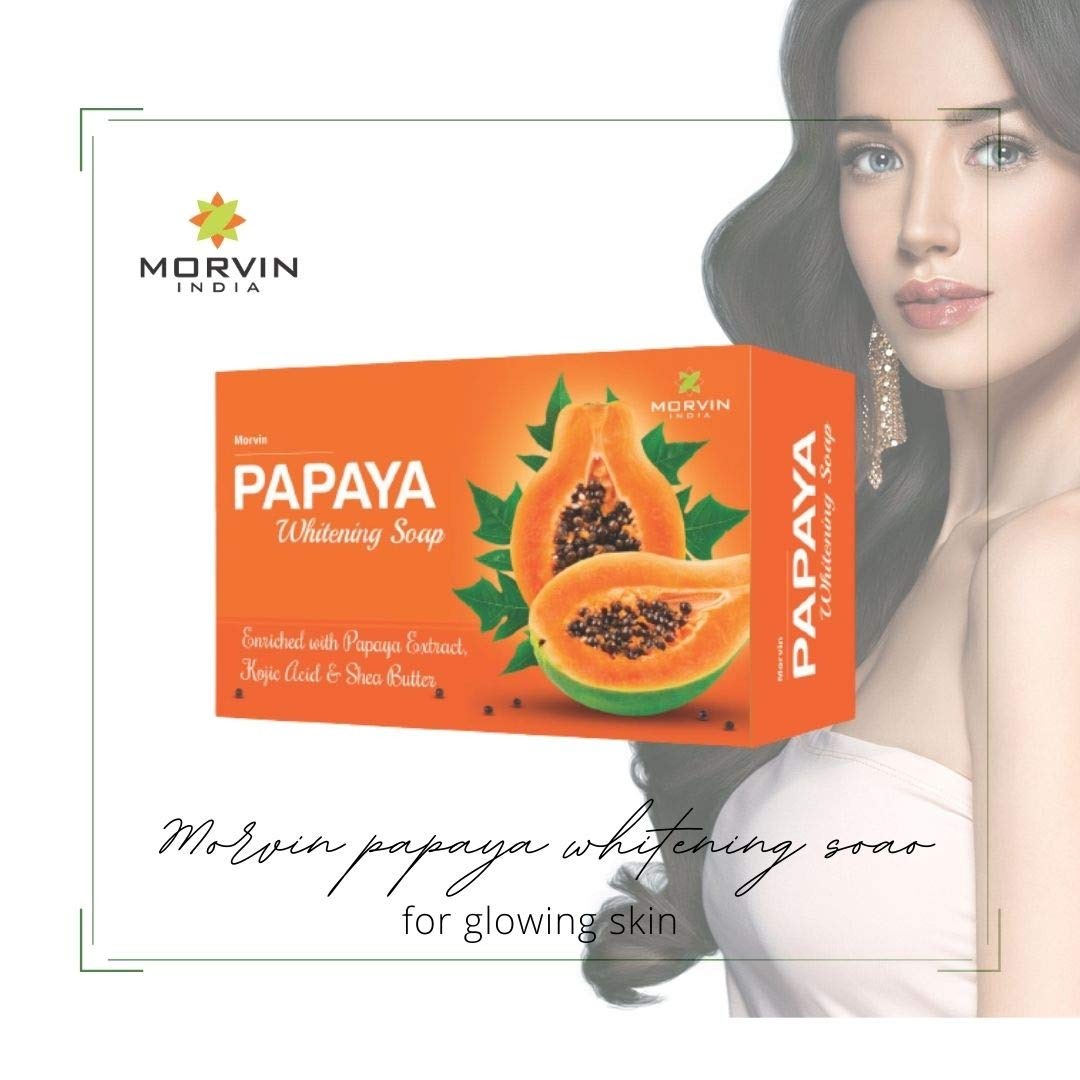 Morvin India Papaya Whitening Soap (150 gm, Pack of 4)