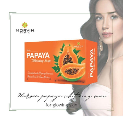 Morvin India Papaya Whitening Soap (150 gm, Pack of 4)