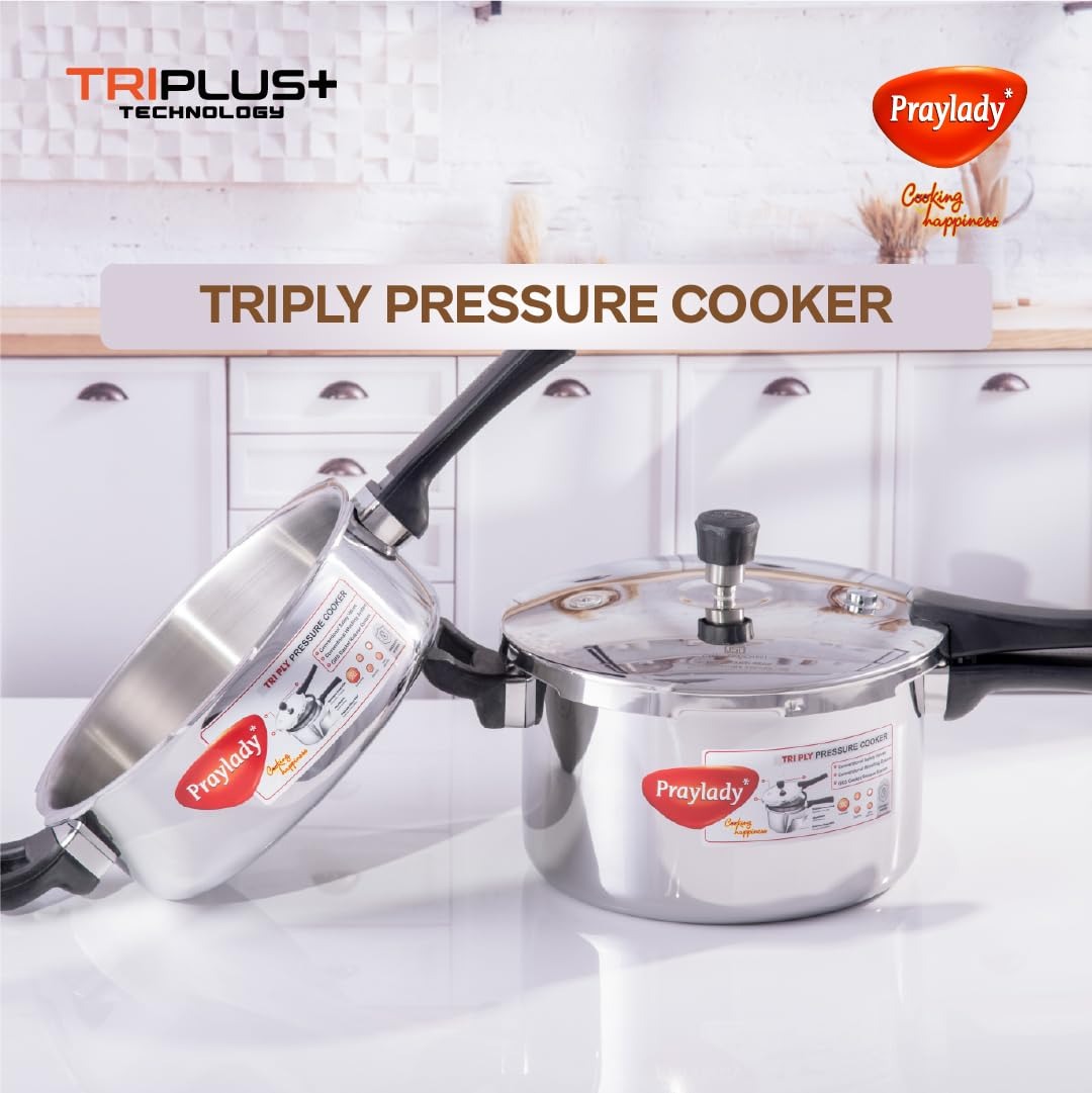 PrayLady Triply Pressure Cooker 3 LTR with SAS Body, Bakelite Handle