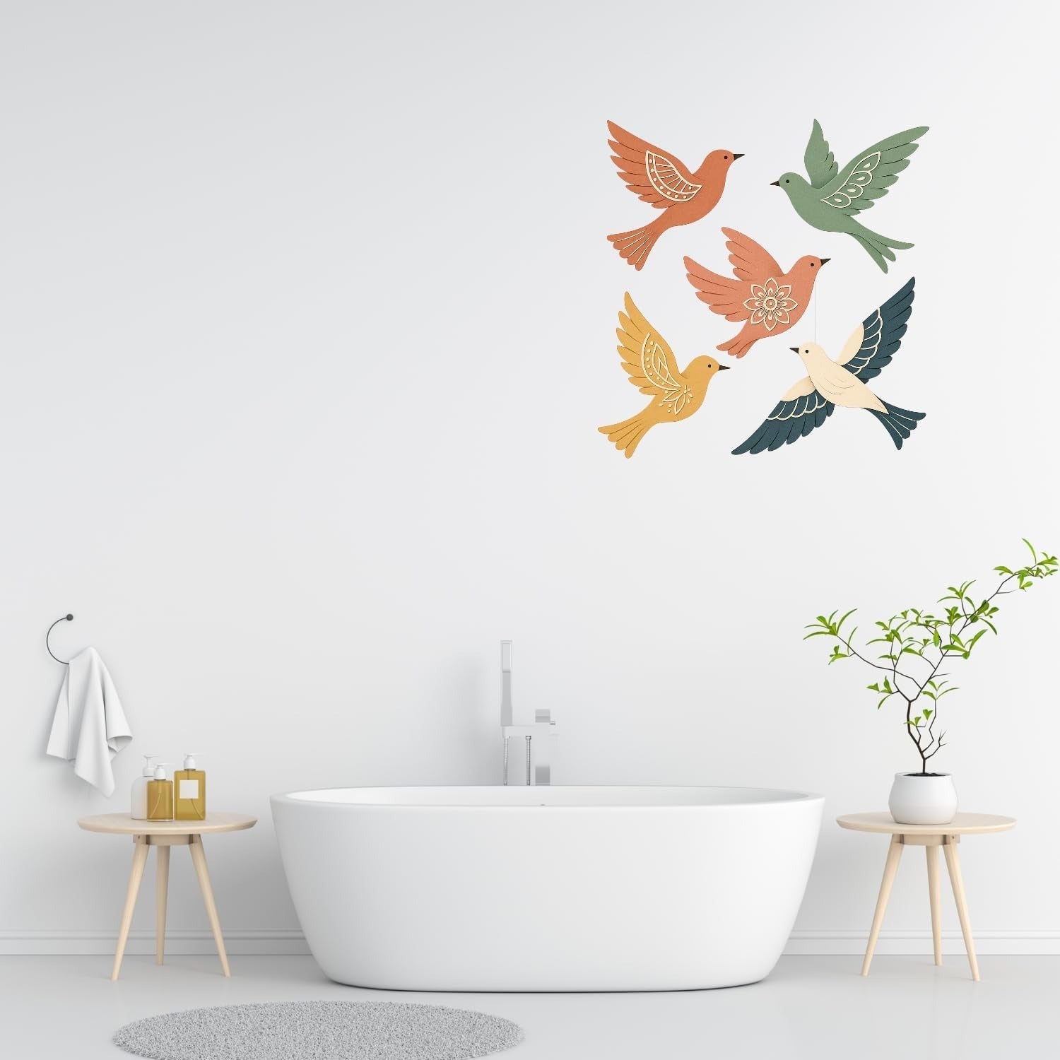 GiftOday Wooden 3D Birds Wall Art Panel –Set of 5 Style 8