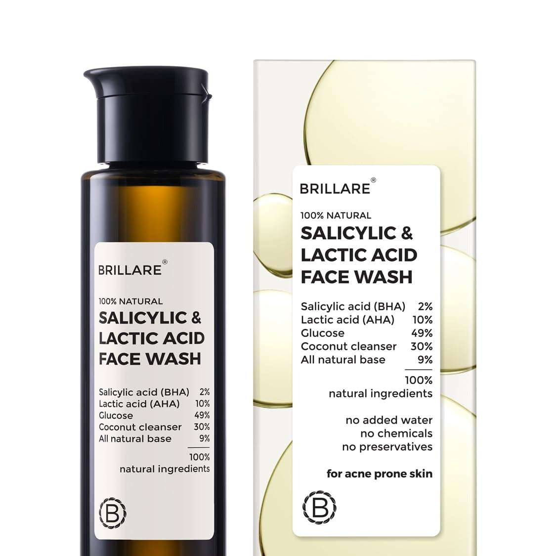 Brillare Salicylic Lactic Acid Face Wash - 100 ml