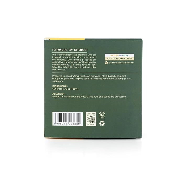 Two Brothers Organic Farms - Sugarcane Jaggery Block - 900 gms
