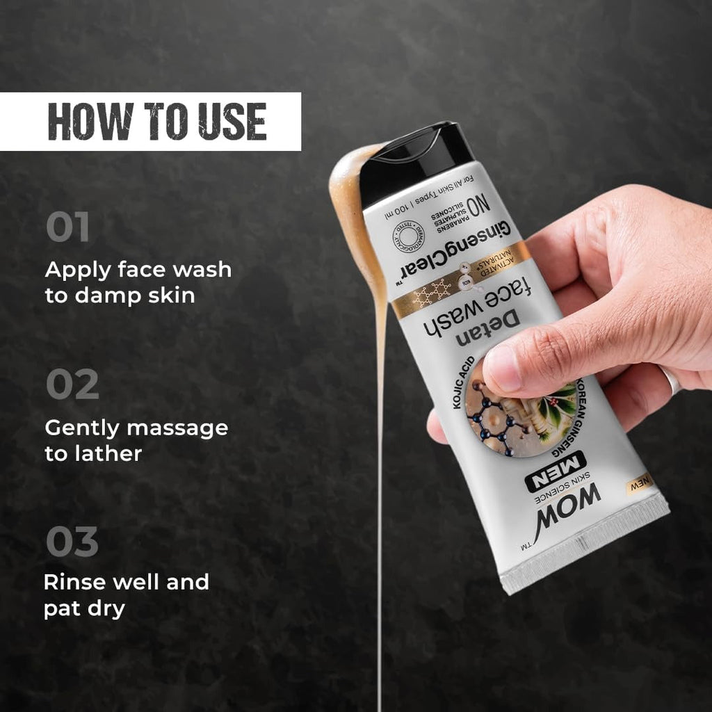 Wow Skin Science Men Detan Face Wash GinsengClear - 100 ml