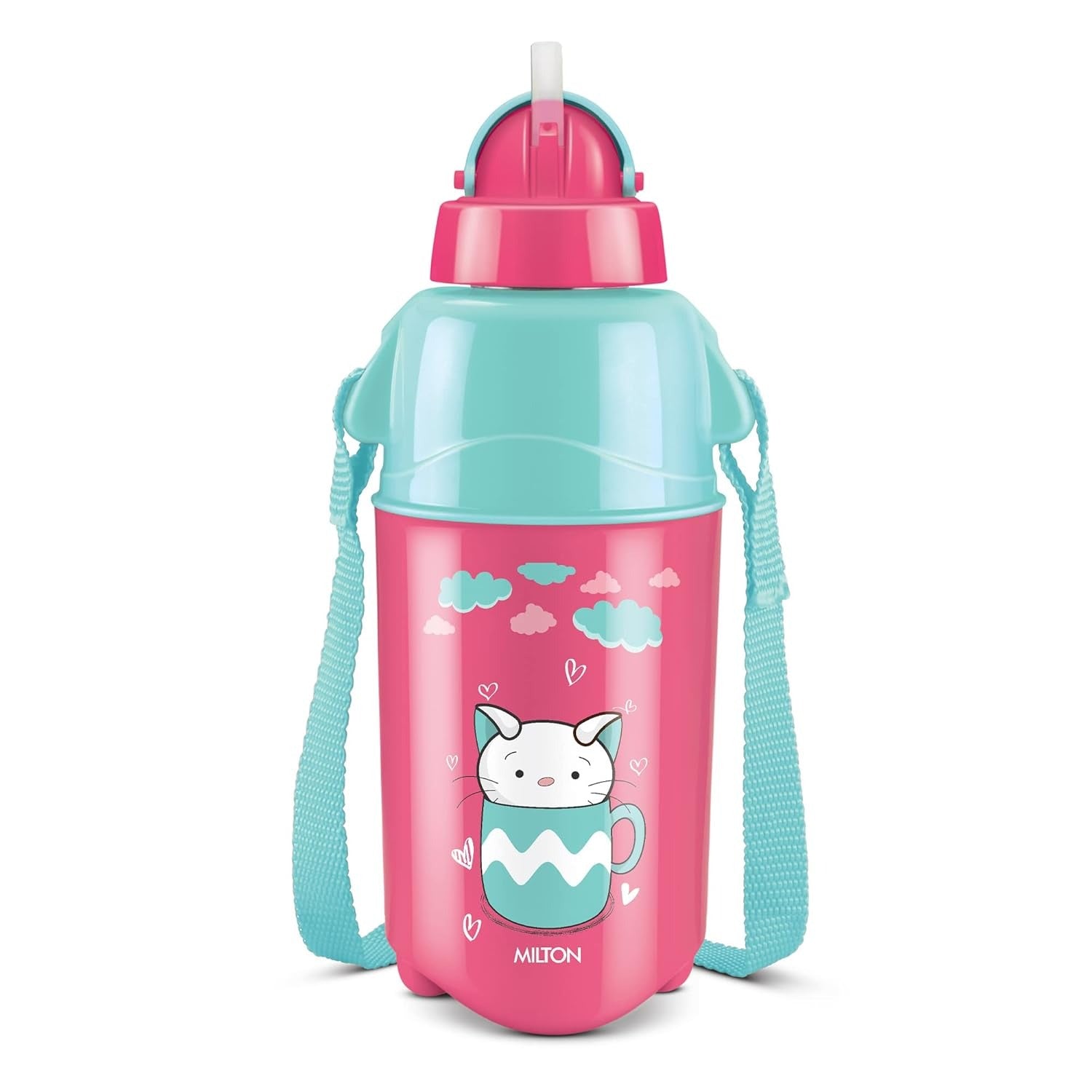 Milton Kool Trendy Plastic Insulated Water Bottle with Straw for Kids 370ml