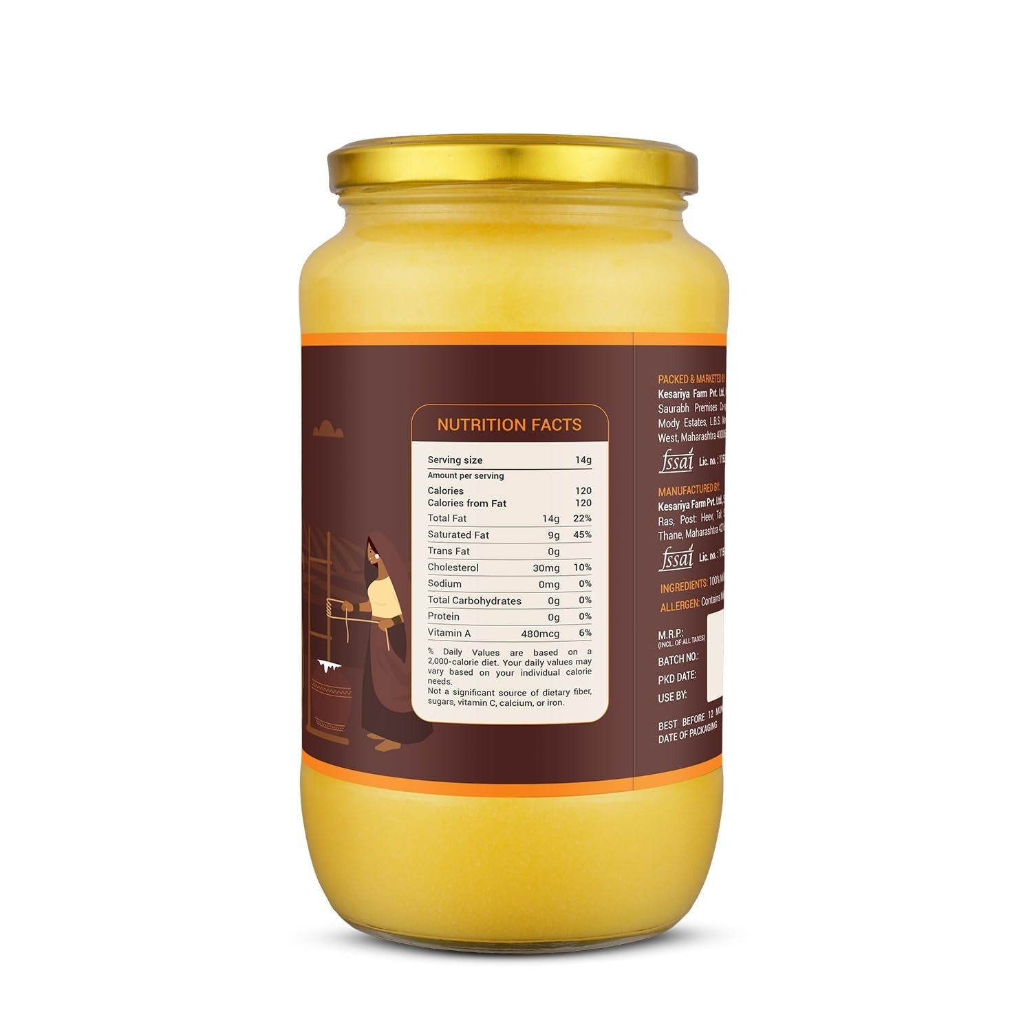Vedic Ghee Gir Cow's Cultured A2 Ghee - 1000 ml