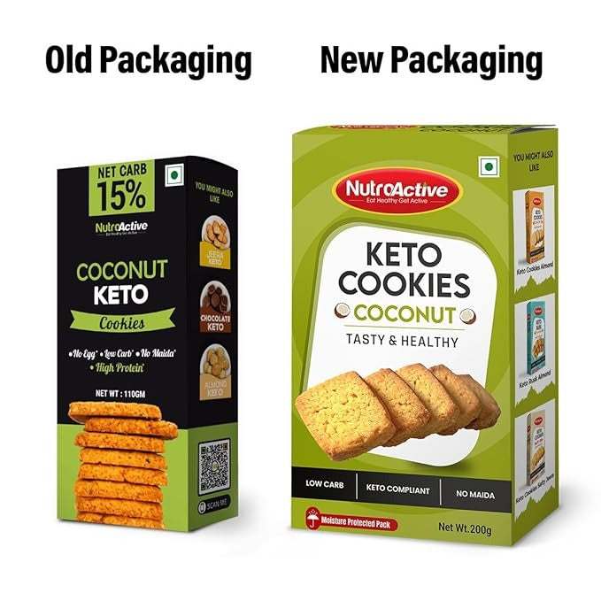 Diabexy NutroActive Keto Coconut Cookies, Gluten Free - 200 gms