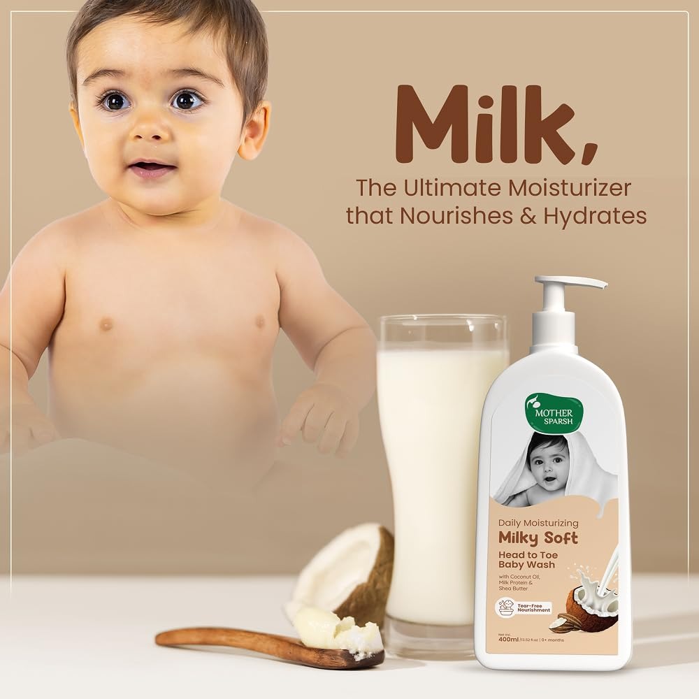 Mother Sparsh Milky Soft Head to Toe Baby Wash - 200 ml
