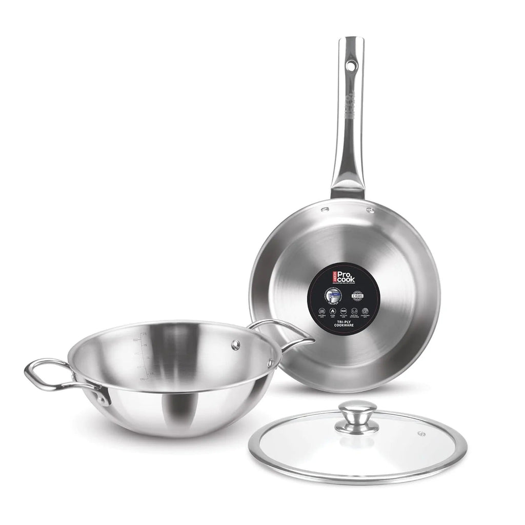 Milton ProCook Triply Stainless Steel 3 Pcs Induction Cookware Set