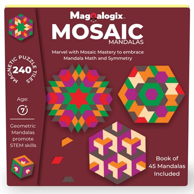Pelikas Toyz Magnalogix Mandala Art for Beginners, Puzzle Game, Mosaic Art Kit, Gift for Boys Girls 8-12 Years, Magnetic Puzzles Mosaic Mandala