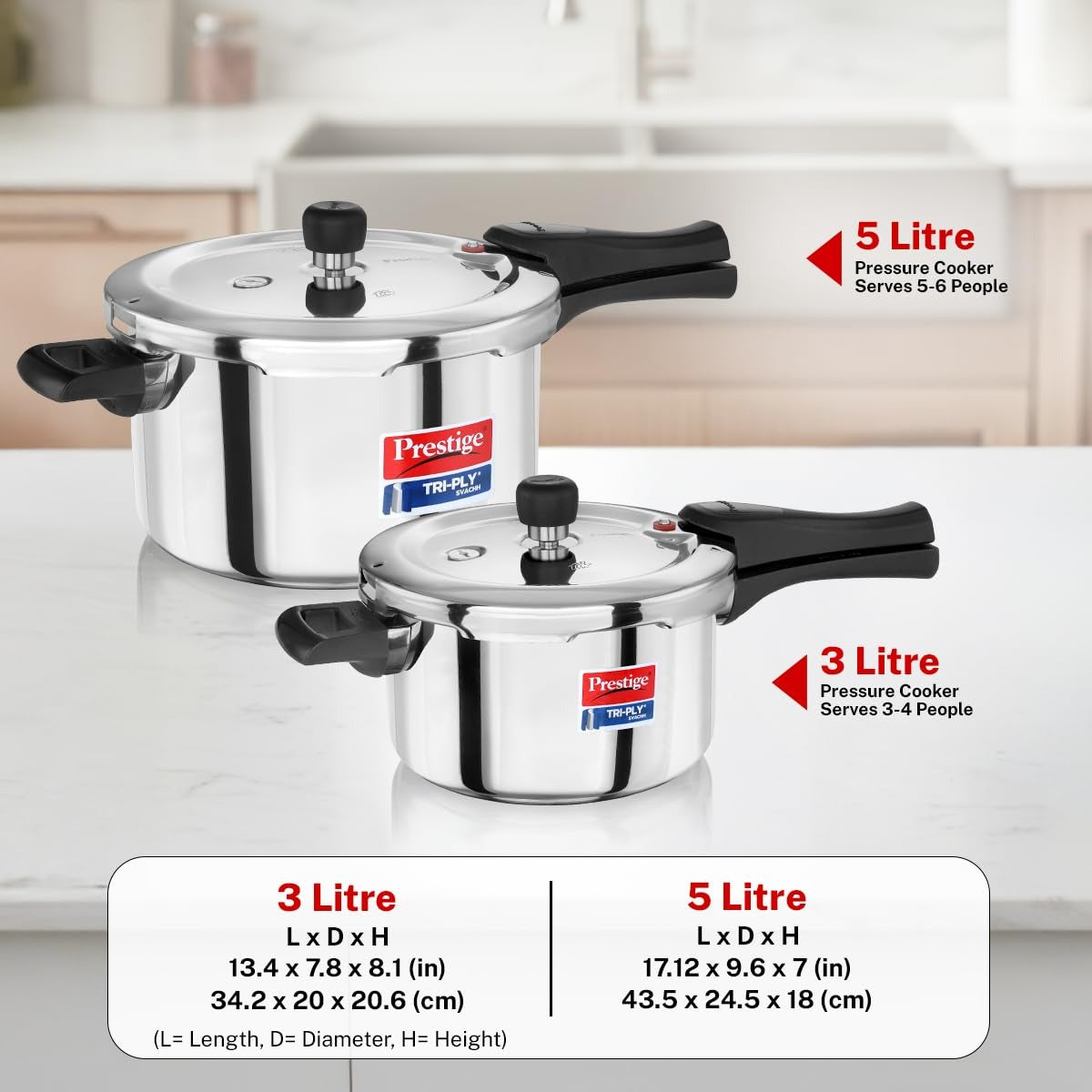 Prestige Tri-Ply Svachh Outer Lid Pressure Cooker Combi Pack