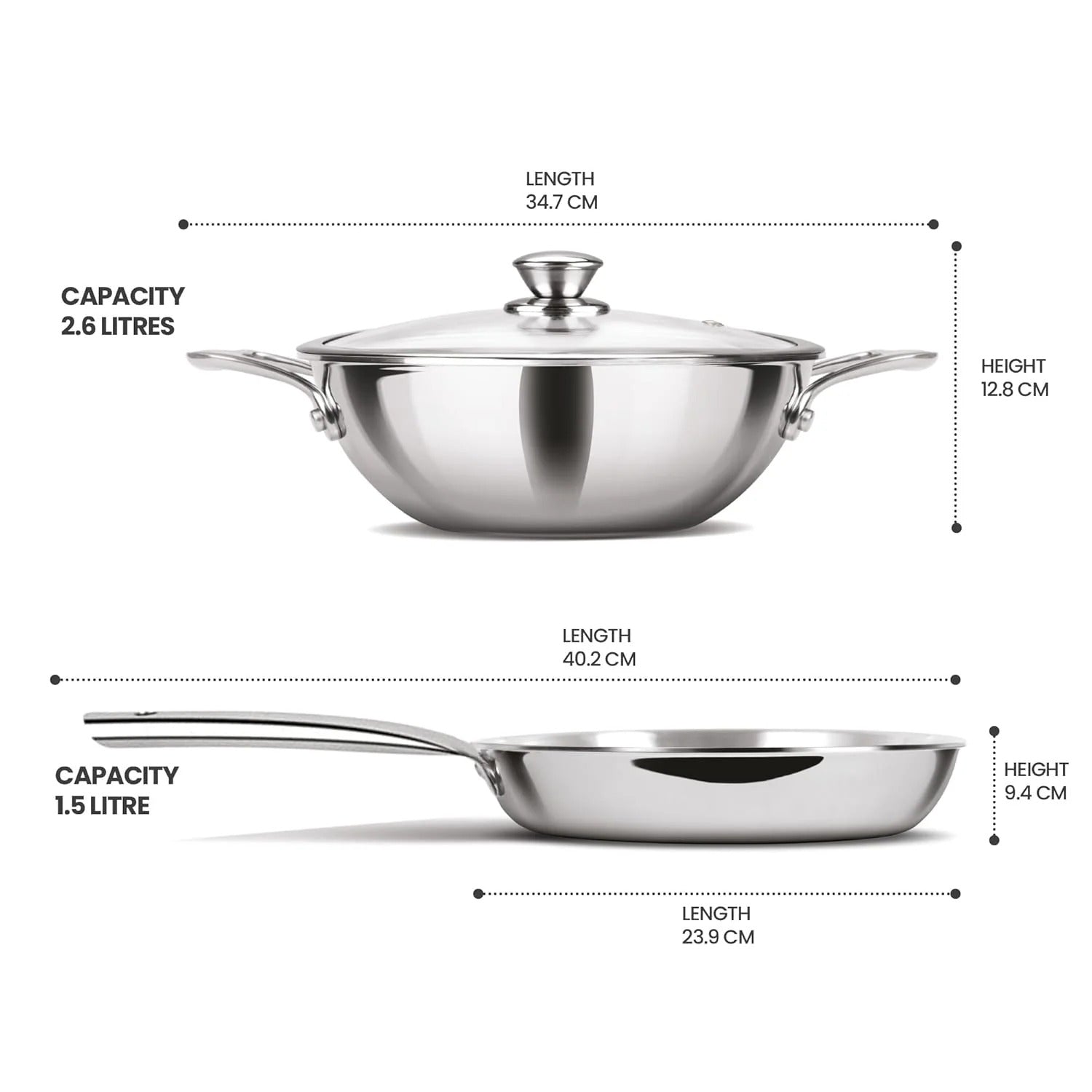 Milton ProCook Triply Stainless Steel 3 Pcs Induction Cookware Set