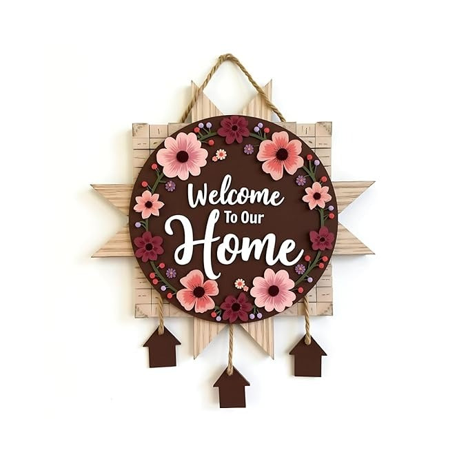 GiftOday Welcome To Our Home Wooden Wall Hanging Decoration Items Welcome To Our Home