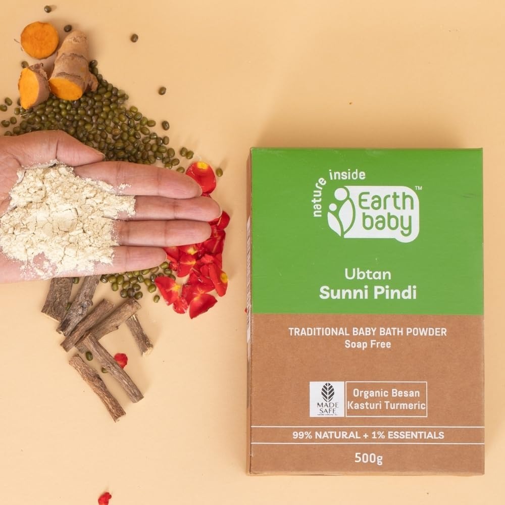 Earthbaby Ubtan Sunni Pindi Soap-free Natural Baby Bath Powder for Soft Glowing Skin - 500 gms
