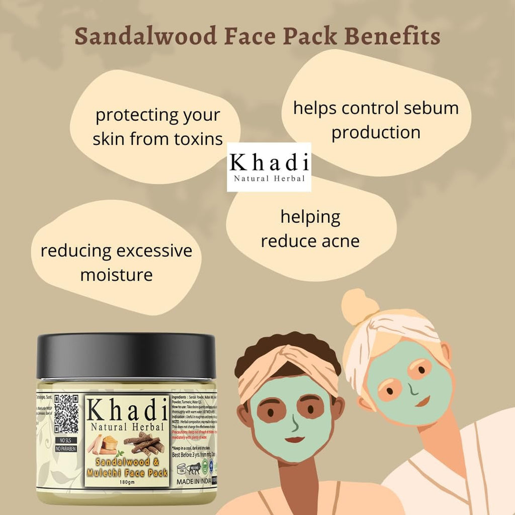 Khadi Natural Herbal Sandalwood & Mulethi Face Pack - 180 gms