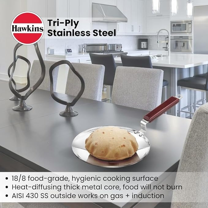 Hawkins Tri-Ply Stainless Steel Tava Induction Compatible