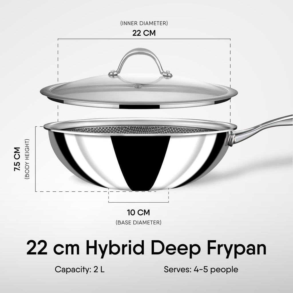 Stahl Deep Fry Pan Triply Artisan Hybrid Series
