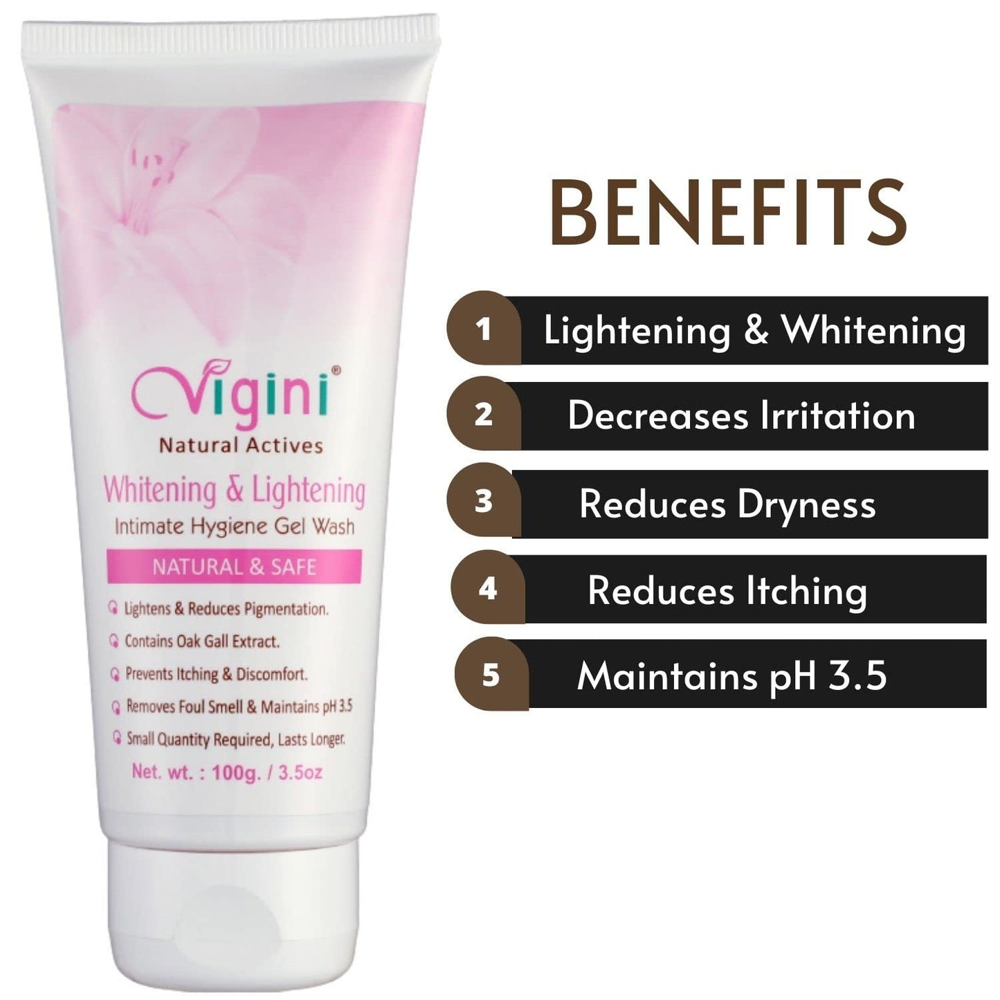 Vigini Natural Feminine Private Parts Hygiene Deodorant Gel Wash - 100 gms