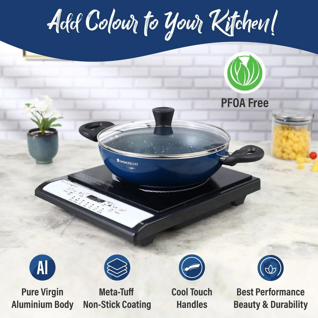 Wonderchef Galaxy Kadhai 24cm 2 Litres Midnight Blue