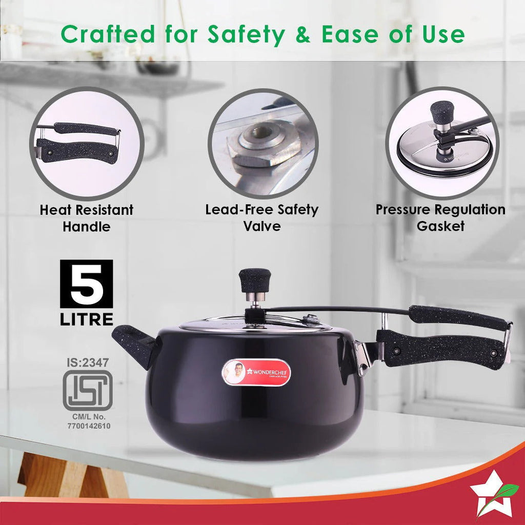 Wonderchef Taurus Hard Anodised Pressure Cooker 5L