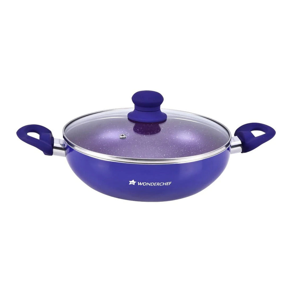 Wonderchef Blueberry Aluminium 24cm Wok Non-Stick Induction Friendly