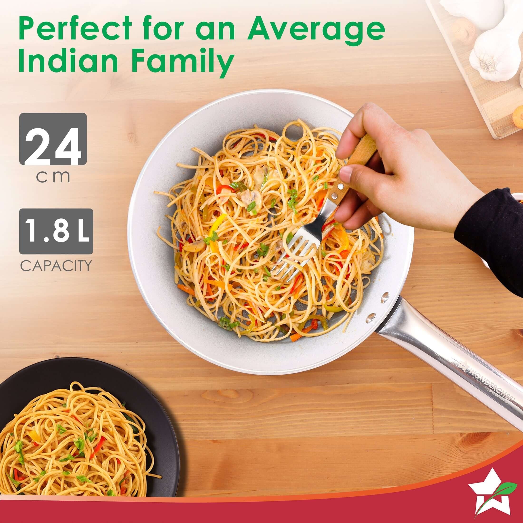 Wonderchef Eco Glide Fry Pan Ceramic 24cm 1.8L Chemical-Free Coating