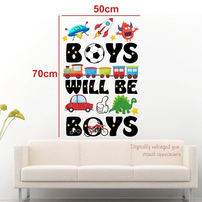 StickMe Boys Will Be Boys Motivational Inspirational Quotes Wall Sticker -SM586