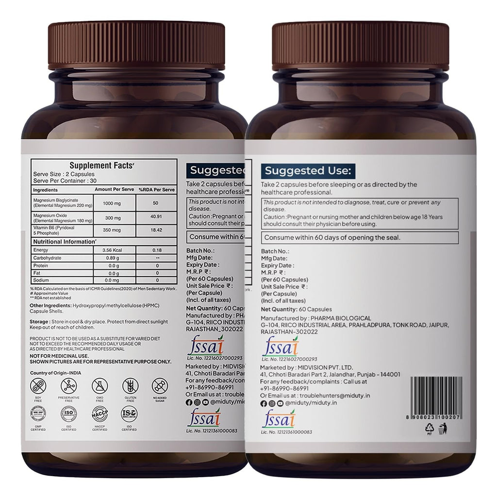 Miduty By Palak Notes Magnesium Relax Capsules - 60 caps