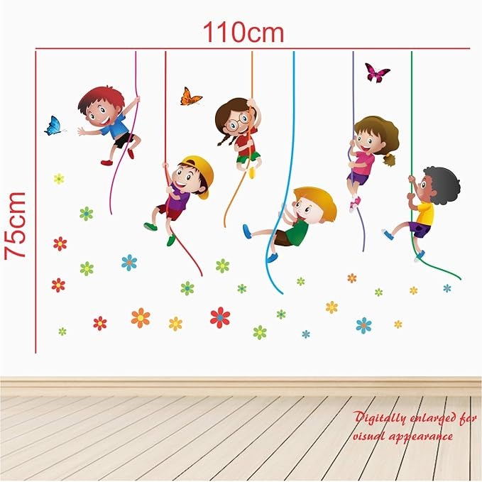 StickMe Kids Playing Climbing Up The Rope Baby Kids Learning Education Wall Sticker -SM329