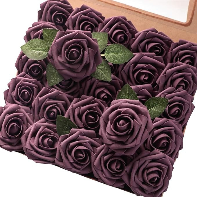 Artificial Flowers Roses 25pcs Real Looking Fake Roses w/Stem
