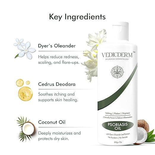 Vedicderm Oleander's Oil for Psoriasis, Eczema, Atopic Dermatitis - 200 ml