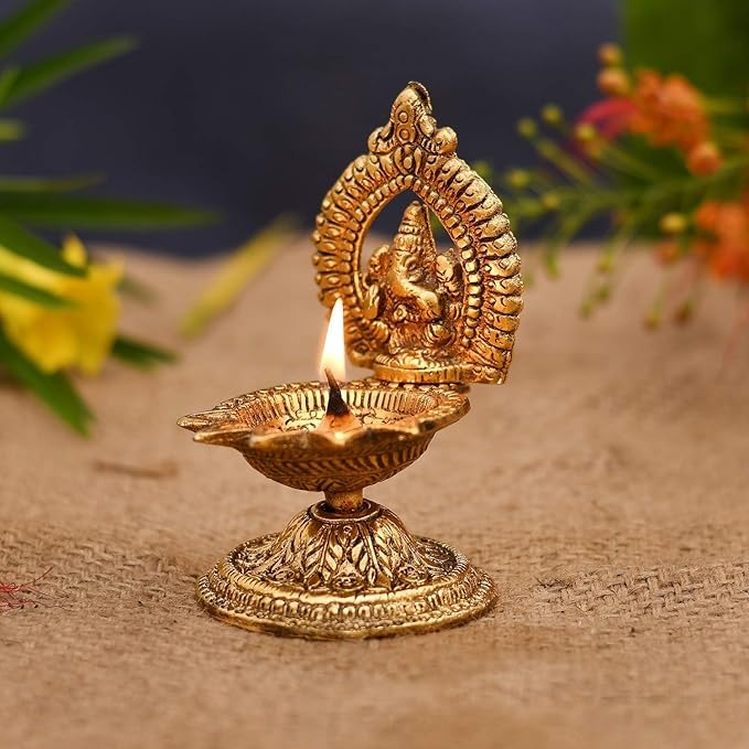 Ganesha Diya Oil Lamp Temple Articles