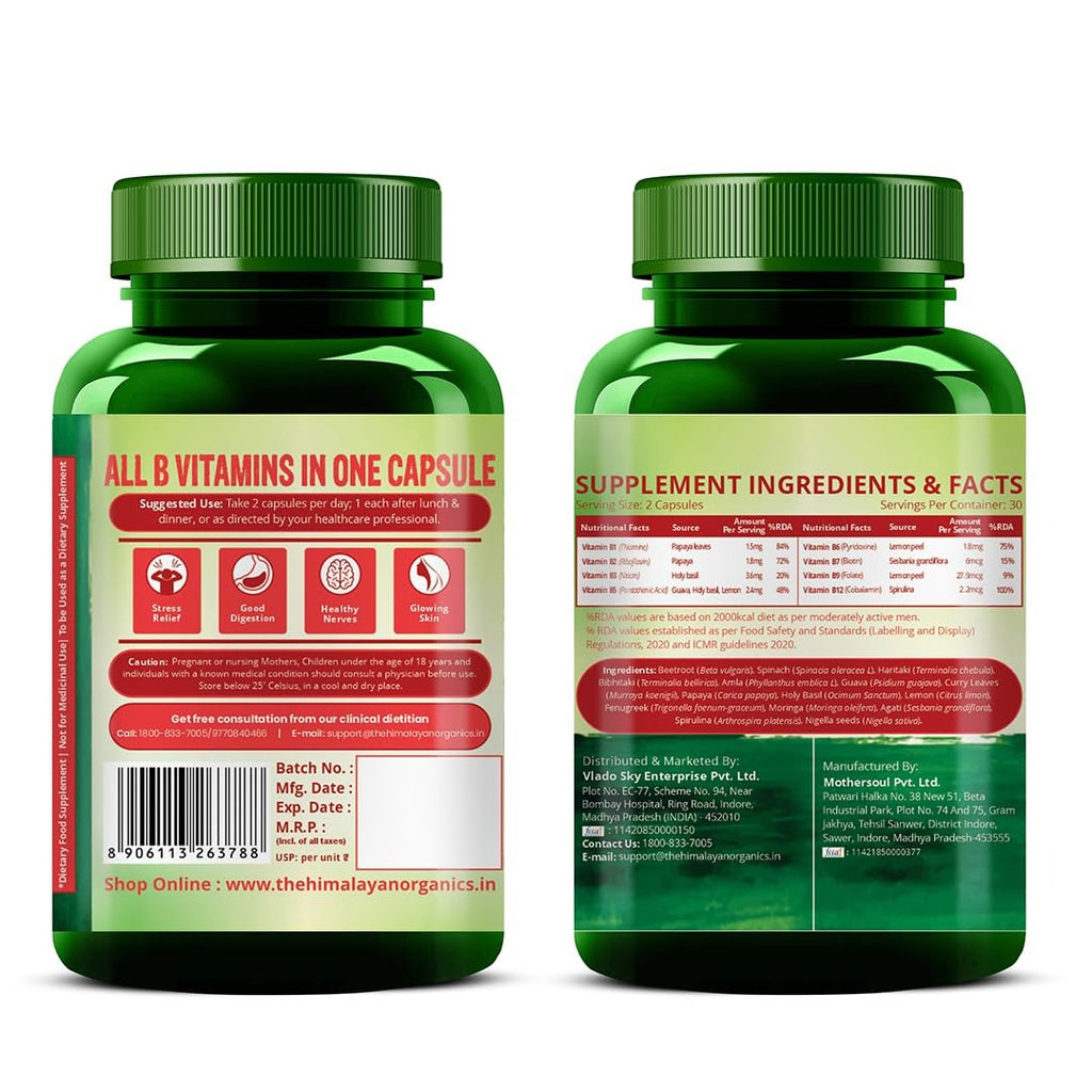 Himalayan Organics Organic B12 500mg Capsules - 120 Caps