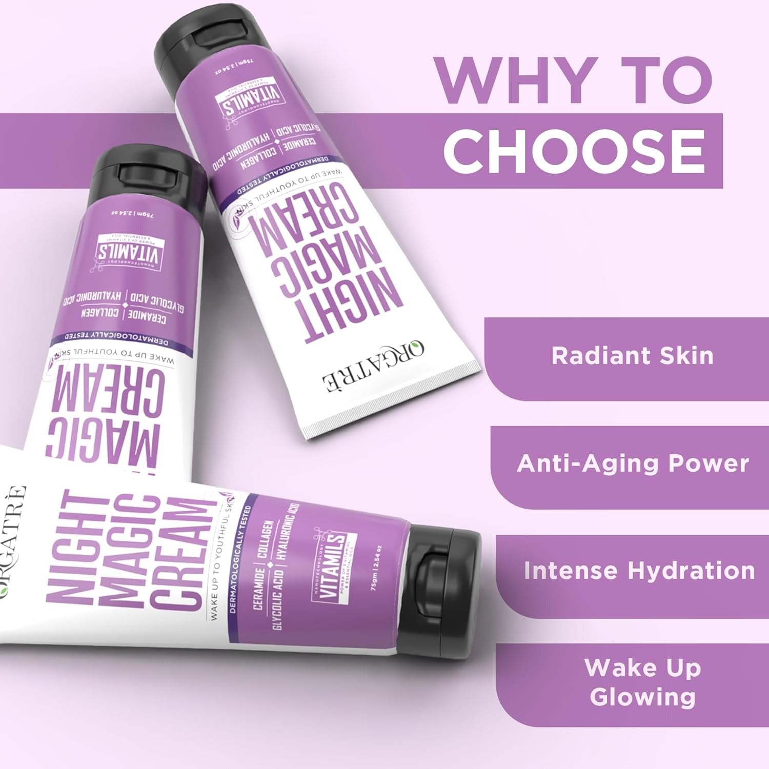 Orgatre Night Magic Anti-Aging Cream With Ceramide & Collagen