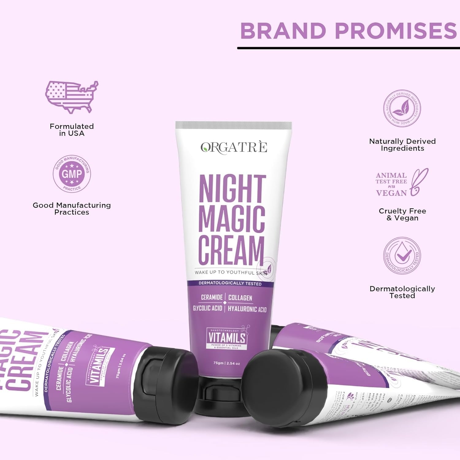 Orgatre Night Magic Anti-Aging Cream With Ceramide & Collagen
