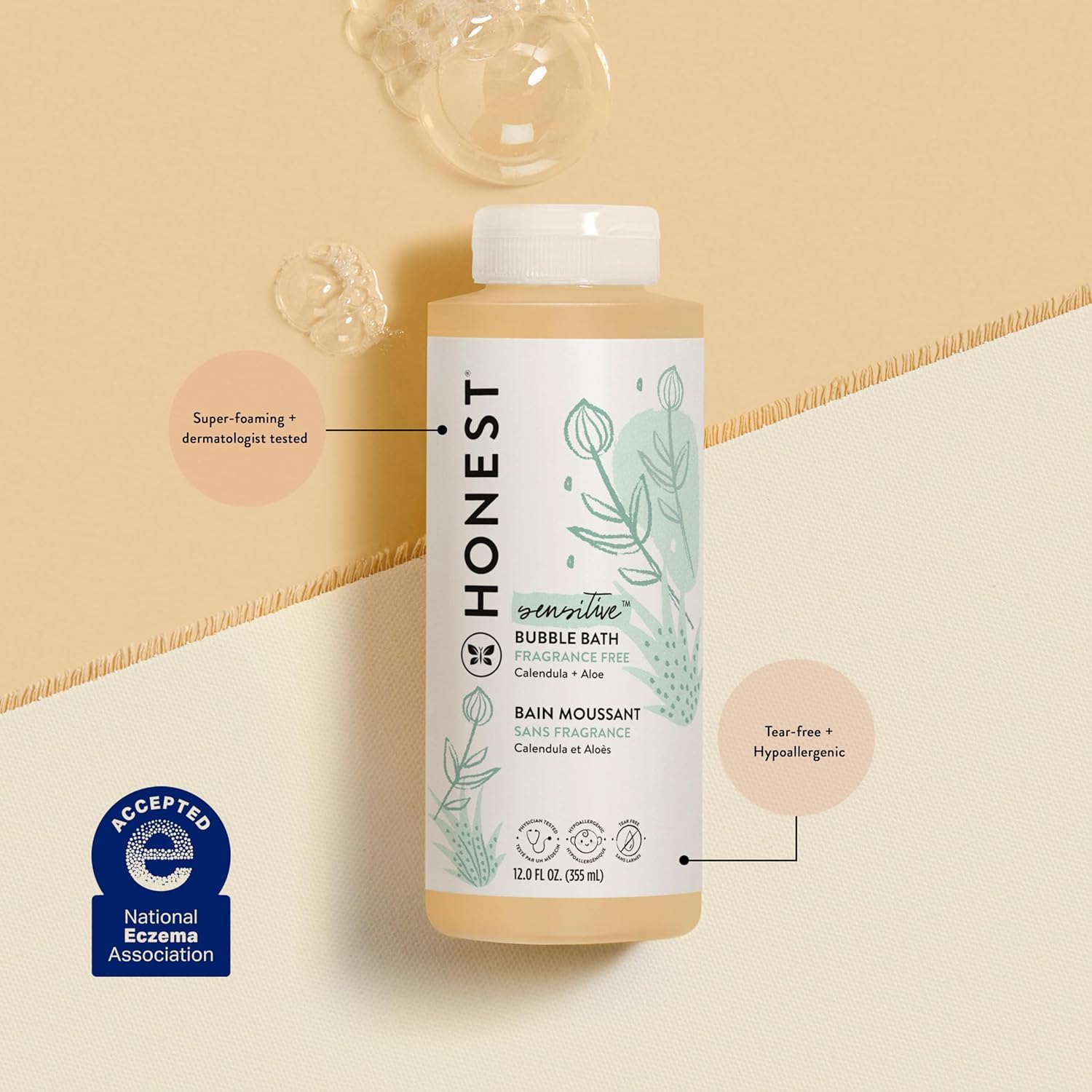 The Honest Company Bubble Bath Fragrance Free - 355 ml