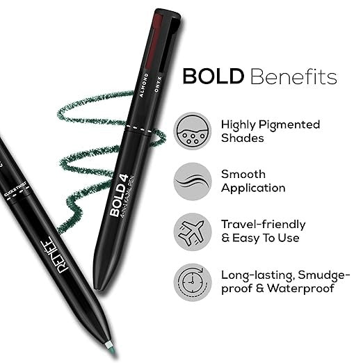 Renee Bold 4-4-in-1 Kajal Four Shades (Black & Brown & Teal & Blue) - 42 gms