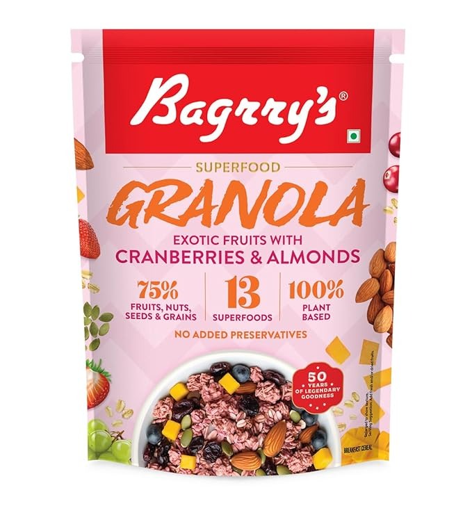 Bagrry's Granola - Exotic Fruits with Cranberries & Almonds - 400 gms